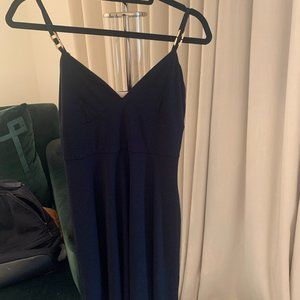 Navy Blue Michael Kors Sundress with Gold Metal Detail on Straps